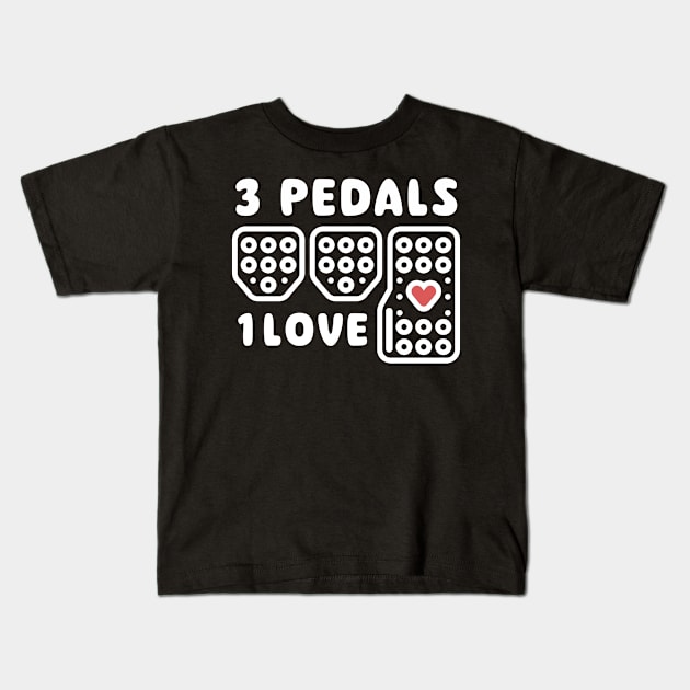 3 Pedals 1 Love Kids T-Shirt by Enzai